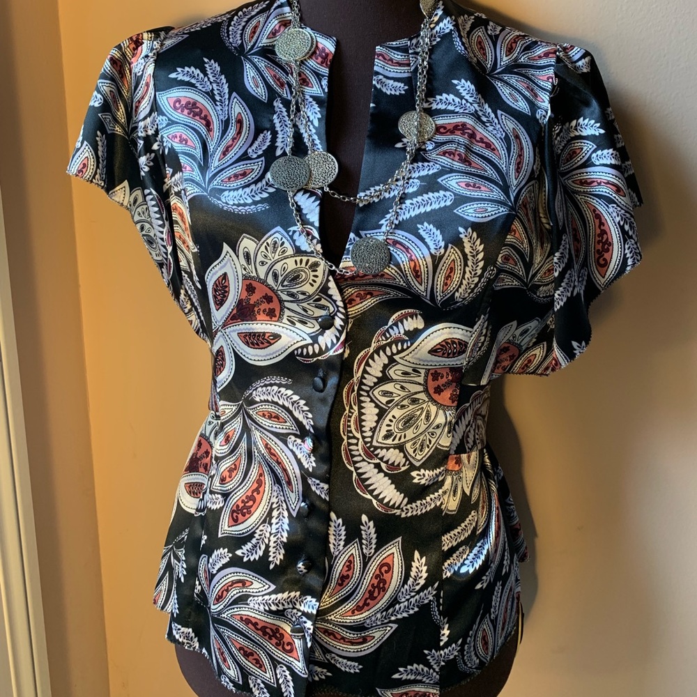 BCBGMaxAzria Kimono Type Blouse with Buttons